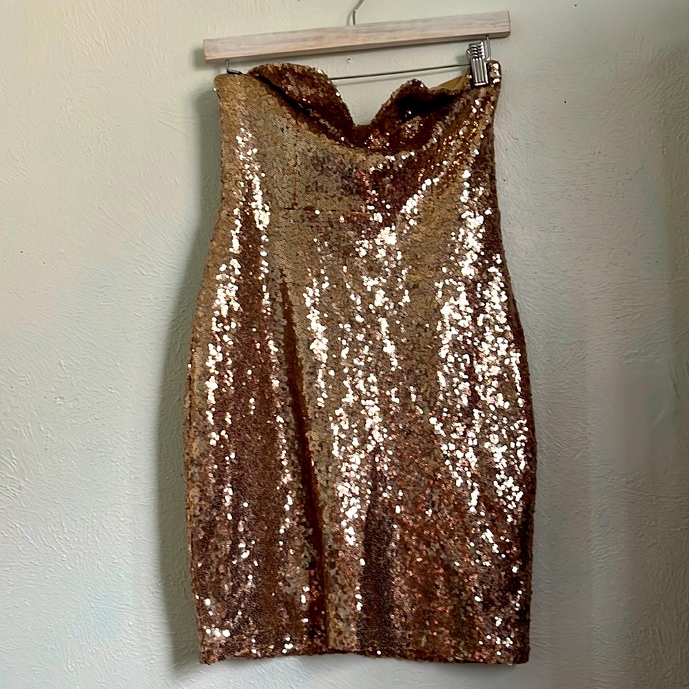 Forever 21 Gold Sequin Mini Dress New Years Day|Taylor Swift Eras Fearless SizeM